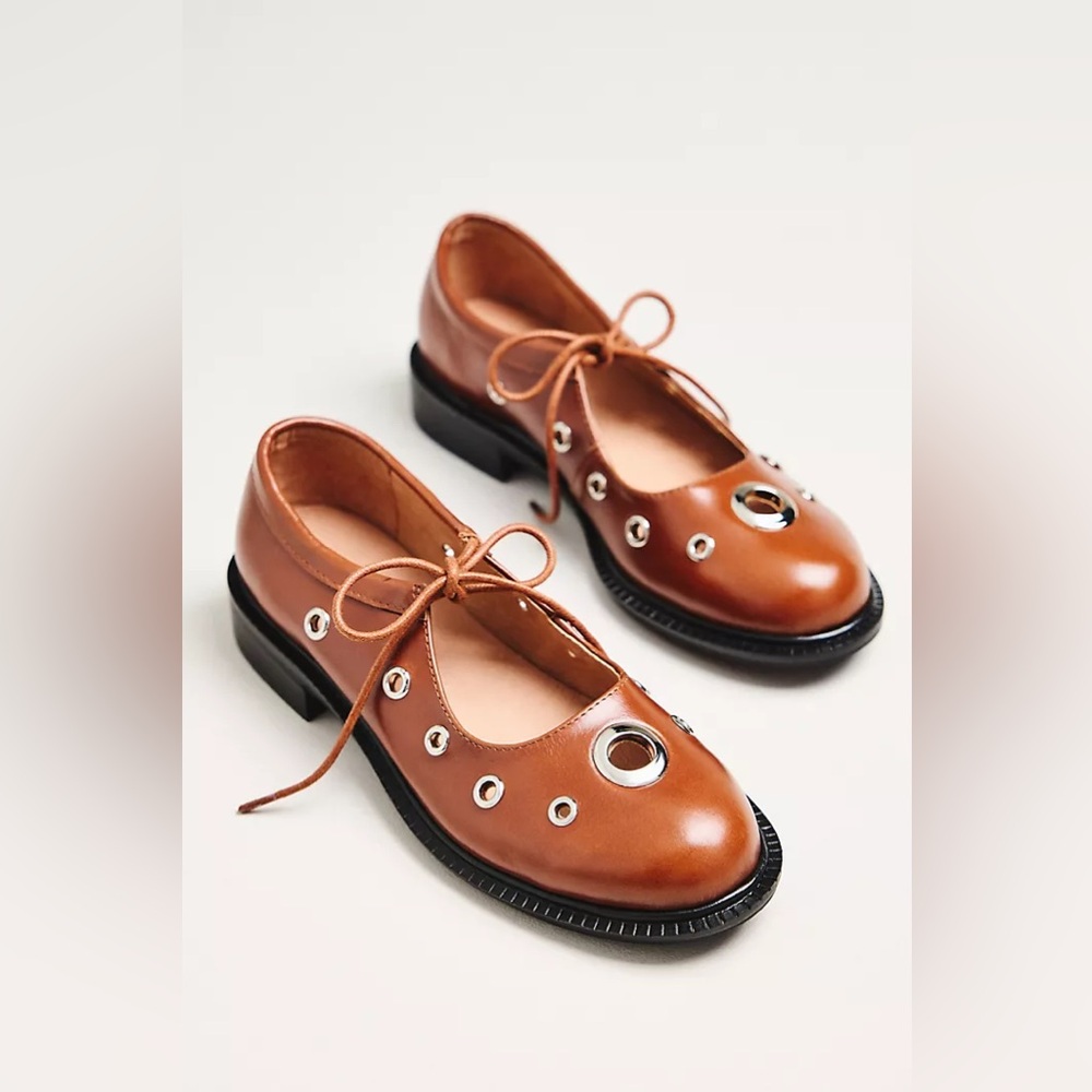 New All Black x Free People Ms. Reinforcer Studded Tie Mary Jane Flats 41